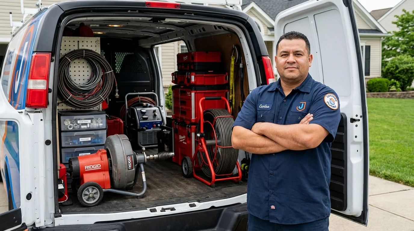 Professional drain cleaning equipment and Johns Plumbing LLC plumber in Devine
